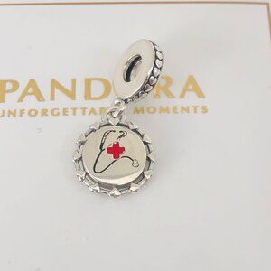 🌞📖Pandora Stethoscope Engravable Dangle Charm